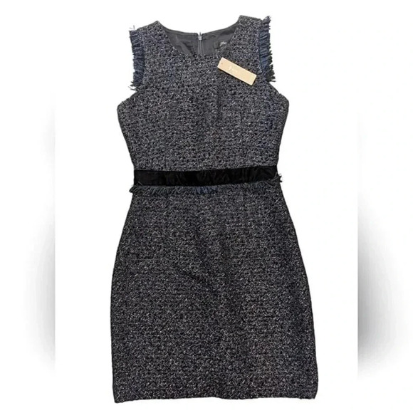 NWT J. Crew Midnight Blue Sleeveless Sparkle Tweed Holiday Dress size 0P - Picture 1 of 6